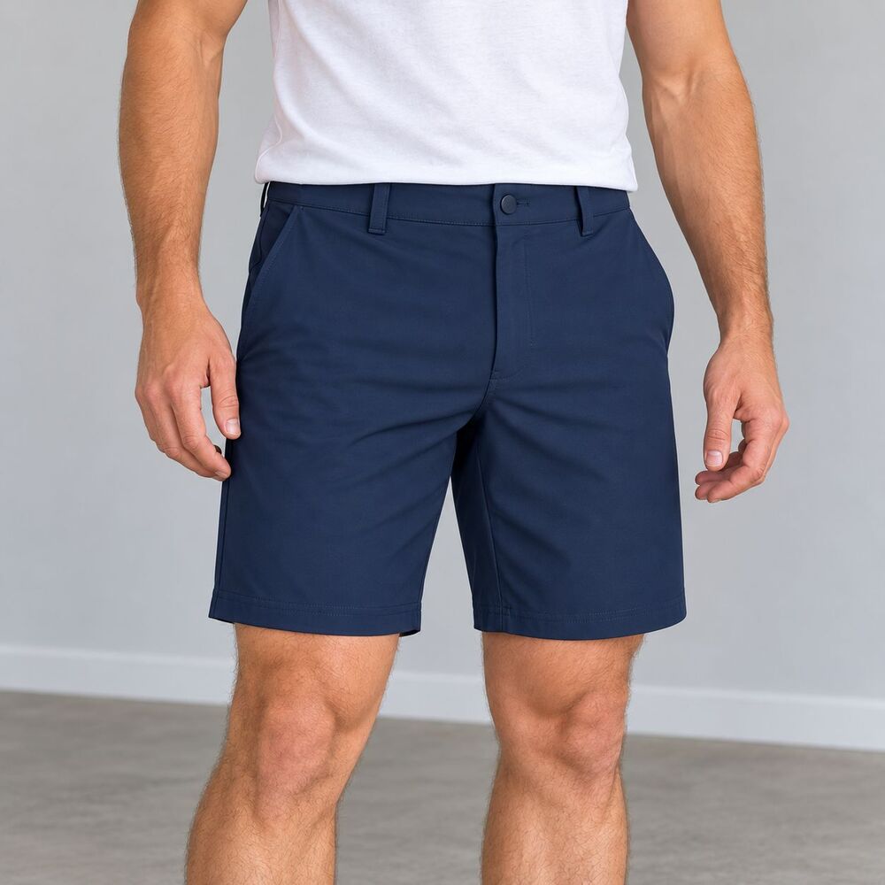 Rhone Shorts Mens 34 Navy Blue 8" Inseam Performance Golf Chino Flat Front